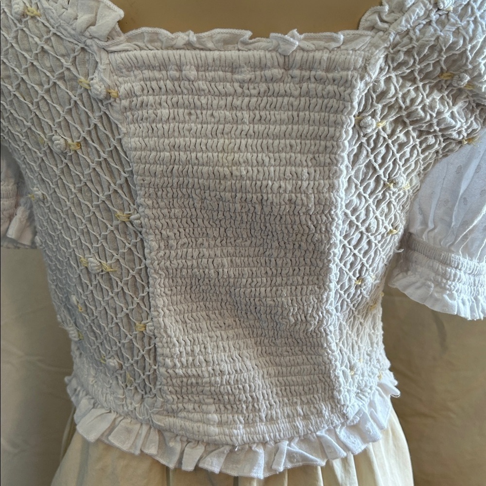 FREE PEOPLE CECELIA SMOCKED EMBROIDERED FLORAL CROPPED TOP SZ M - Picture 7 of 16